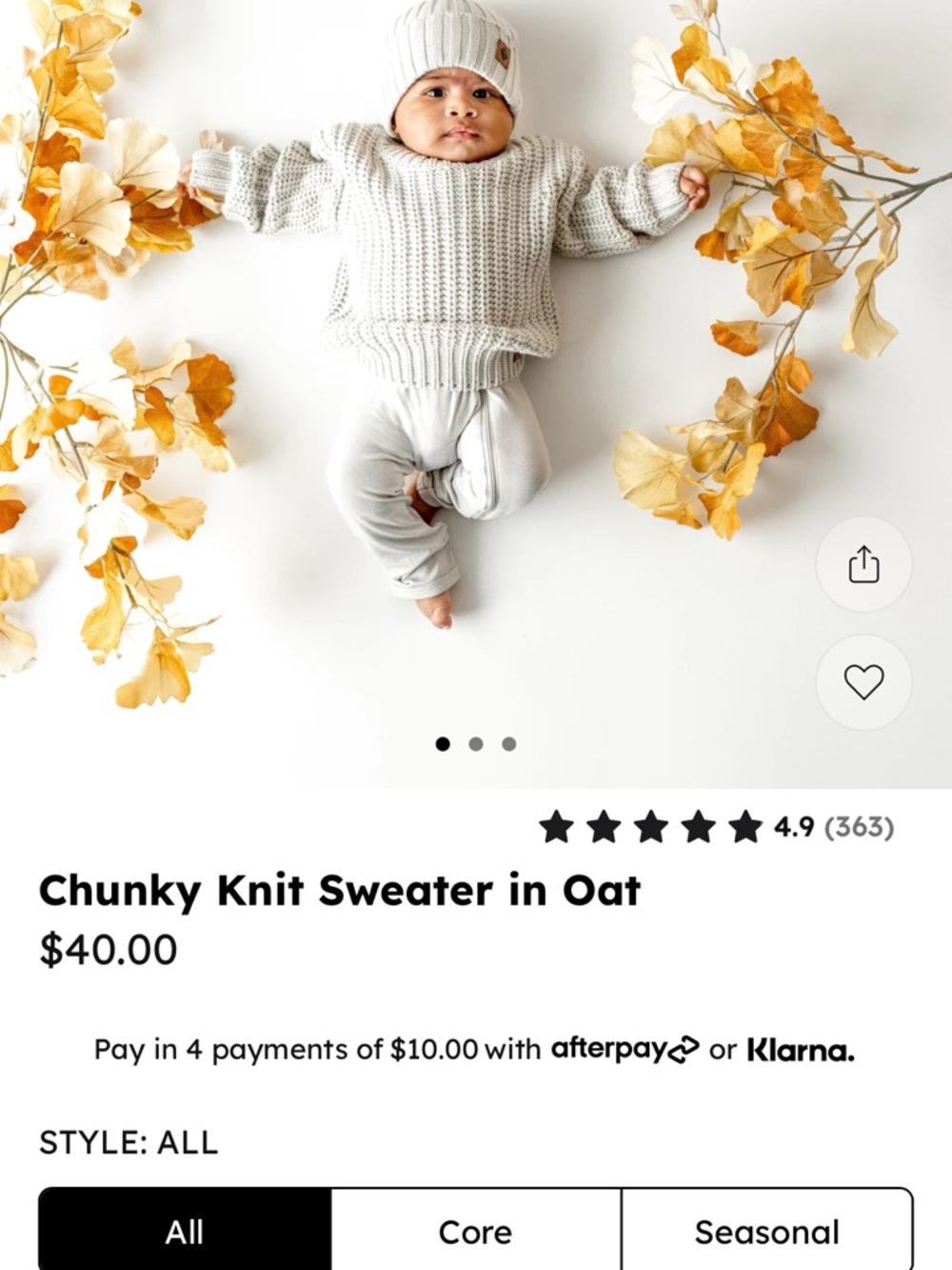 Kyte BABY Chunky Knit Sweater and Beanie Set in Oat
